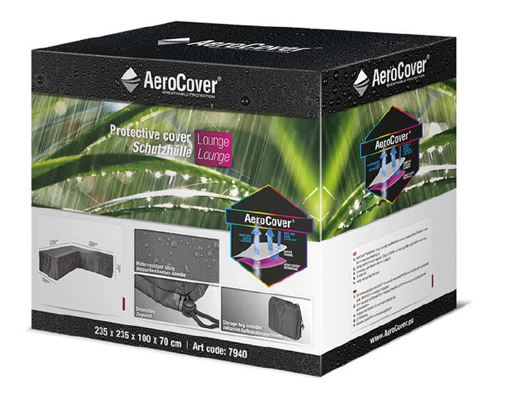 AeroCover Atmungsaktive Schutzhülle für Lounge-Sets 235x235x100xH70 cm L-Form